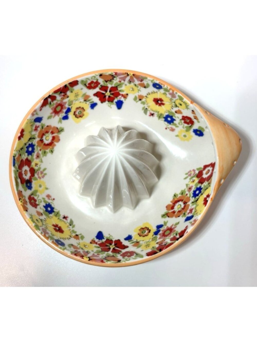 Anthropologie Ceramic Citrus Juicer by Sarah Campbell Bowl Floral Orange - Picture 3 of 6